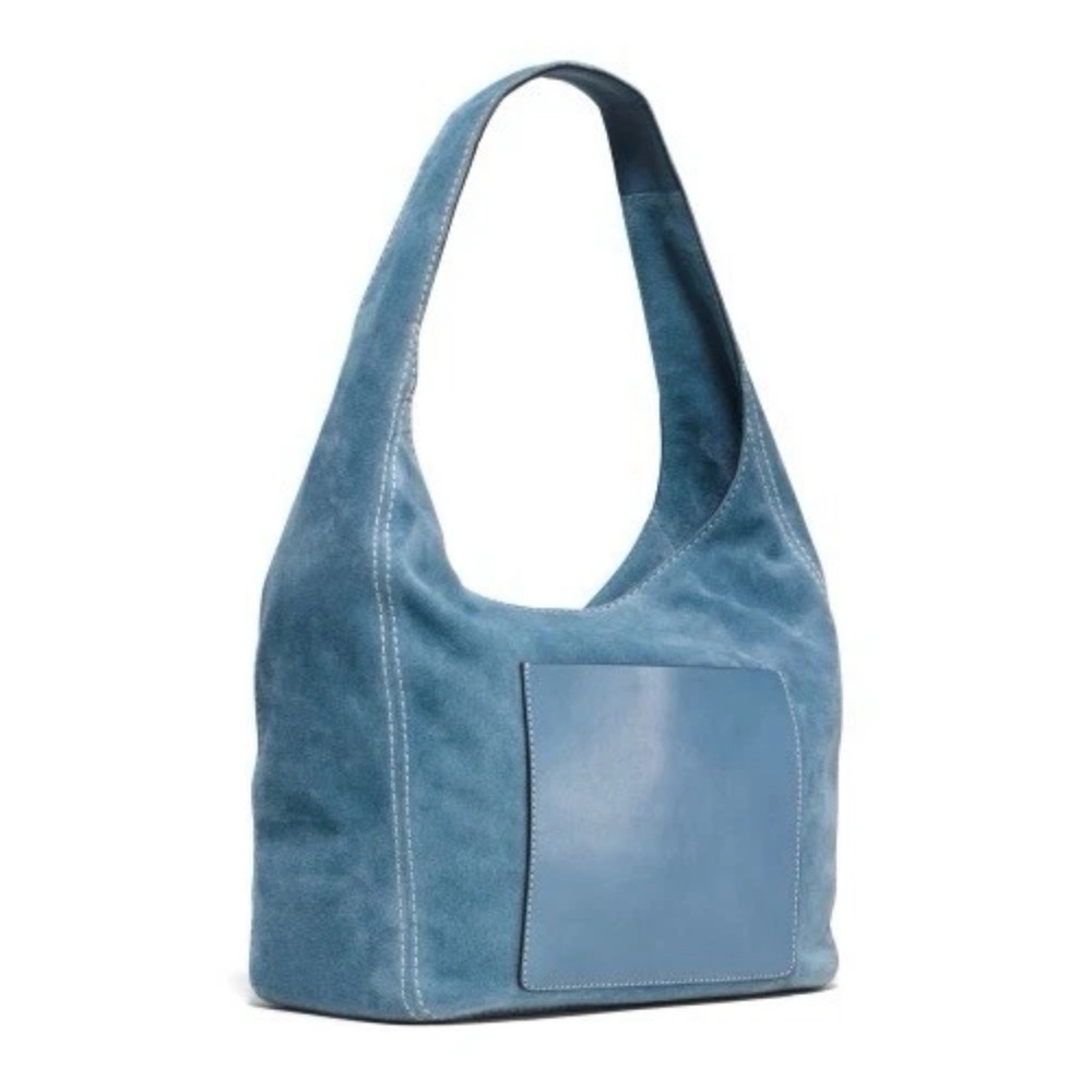 Michael Michael Kors Lena Blue Suede Shoulder Bag